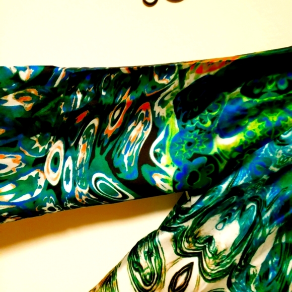 *LAST ONE**MANISH VAID- Silk Turquoise Emb.Pucci Island Prt. Kimono-NWT M - Picture 12 of 15